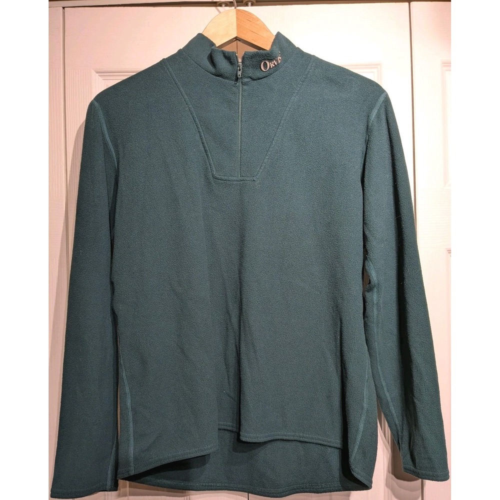 Vintage Orvis Pullover Mens L Green Fleece Quarter Zip Mock Neck Outdoor EUC